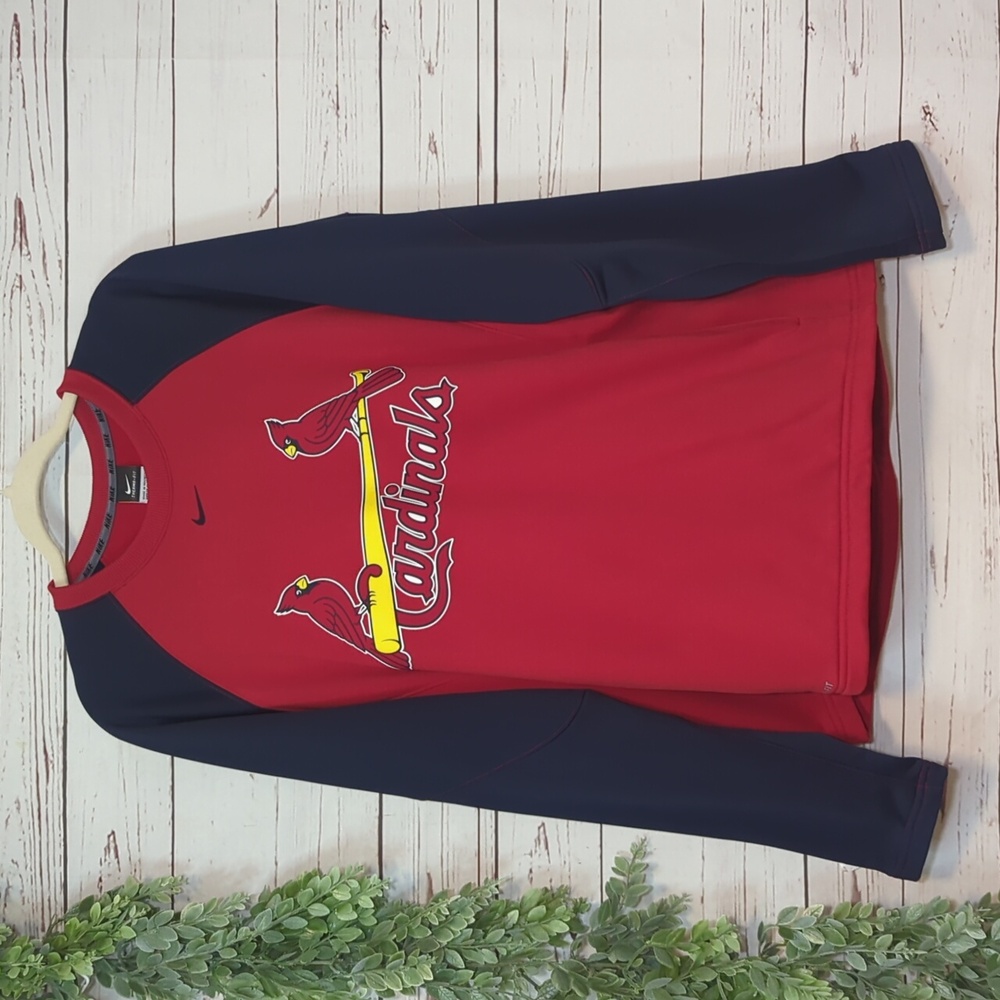 Men's Nike Red Navy‎ St. Louis Cardinals Raglan Sweatshirt Large Therma-Fit
